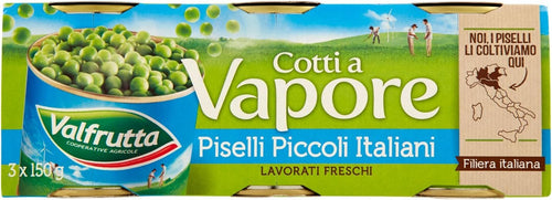 Valfrutta Piselli Piccoli Cotti a Vapore, 3 x 150g